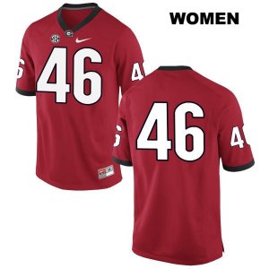 Women's Georgia Bulldogs NCAA #46 Cameron Hill Nike Stitched Red Authentic No Name College Football Jersey OBY3554FW
